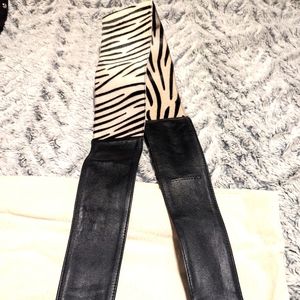 Sassy Jones leather and mohair zebra print YaYa belt